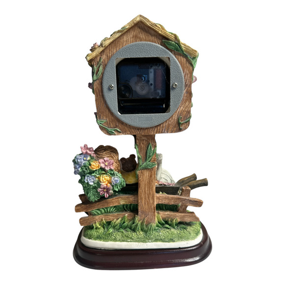 The Mirella Collection Whimsical Tabletop Clock Boy With Dog on The Wheelbarrow - Picture 3 of 12